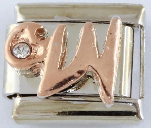9mm Rose Gold Plated Letter W Charm-Charmed Jewellery