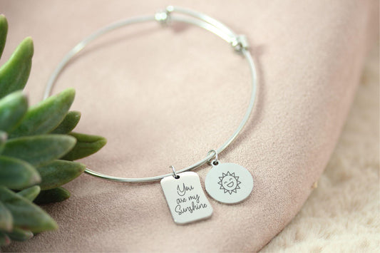 Adjustable Bangle with 2 charms-Charmed Jewellery