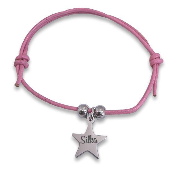 Adjustable Pink Rope Bracelet with Star Charm