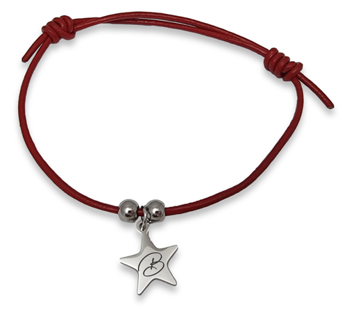 Adjustable Red Cord Bracelet with Star Charm