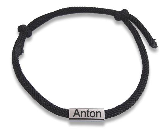Adjustable Rope Bracelet with Custom Engraved Rectangular Charm