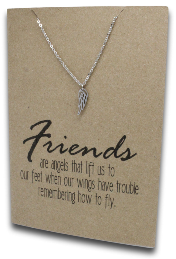 Angel Wing Pendant & Chain - Card 129-Charmed Jewellery