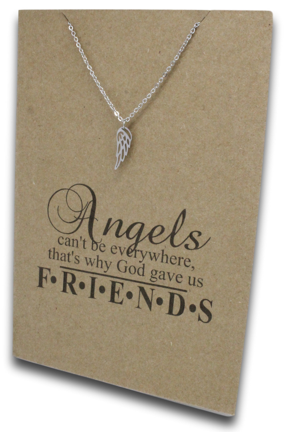 Angel Wing Pendant & Chain - Card 79-Charmed Jewellery