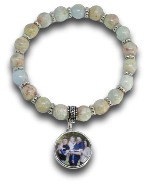 Beaded Snap Bracelet + Photo Charm *Click to personalize*-Charmed Jewellery