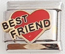 Best Friend on Red Heart 9mm Charm-Charmed Jewellery