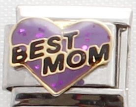 Best Mom on Purple Heart 9mm Charm-Charmed Jewellery