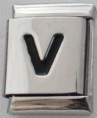 Black Letter V 13mm Charm-Charmed Jewellery