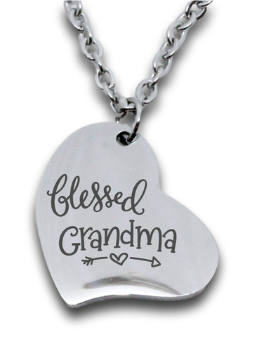 Blessed Grandma Side Heart Pendant with Chain