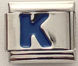 Blue Letter K 9mm Italian Charm-Charmed Jewellery