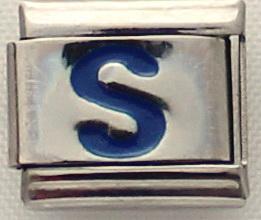 Blue Letter S 9mm Italian Charm-Charmed Jewellery