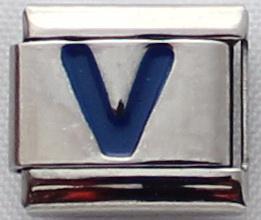 Blue Letter V 9mm Italian Charm-Charmed Jewellery