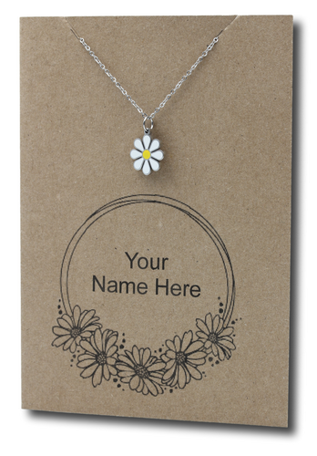 Daisy Enamel Pendant & Chain - Card 479 (click to personalize)