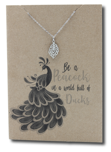 Peacock Feather Pendant & Chain - Card 513