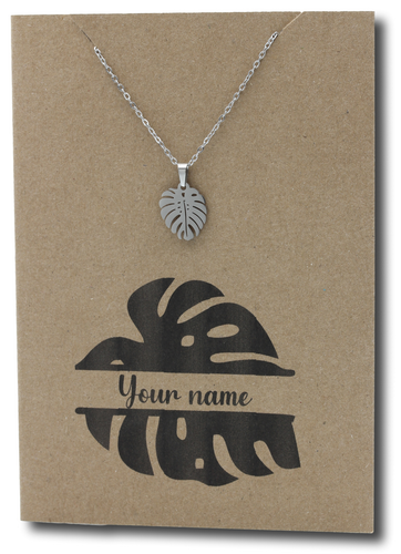 Monstera Leaf Pendant & Chain - Card 517 (Click to personalise)