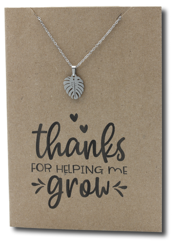 Monstera Leaf Pendant & Chain - Card 520
