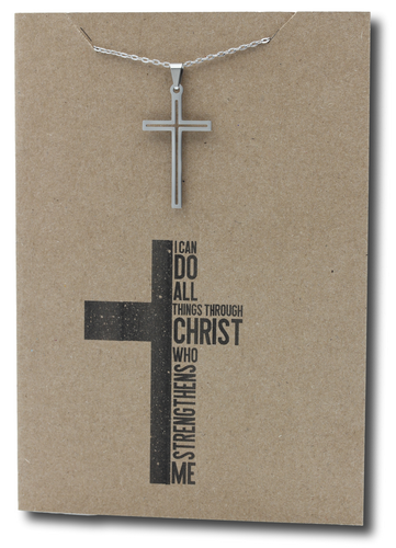 Cross Outline Pendant & Chain - Card 524