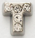 CZ Letter T Locket Charm-Charmed Jewellery