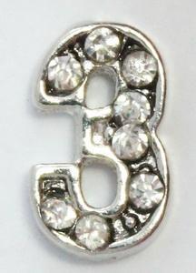 CZ Number 3 Locket Charm-Charmed Jewellery