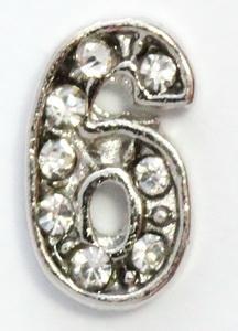 CZ Number 6 Locket Charm-Charmed Jewellery