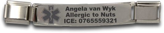 Medical Alert Engraved 9mm Connector Charm