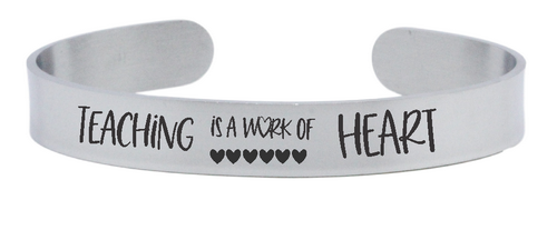 Custom Engraved 10mm Stainless Steel Teacher Bangle-Charmed Jewellery