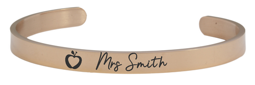 Custom Engraved 5mm Stainless Steel Rose Gold Teacher Bangle-Charmed Jewellery