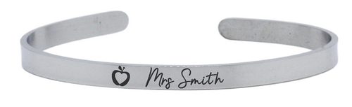 Custom Engraved 5mm Stainless Steel Teacher Bangle-Charmed Jewellery