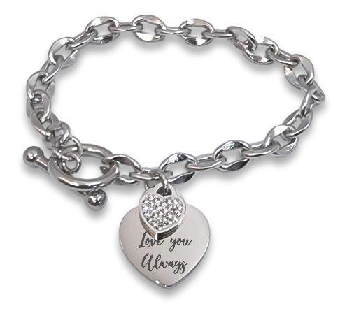 Custom Engraved Chunky Heart Bracelet