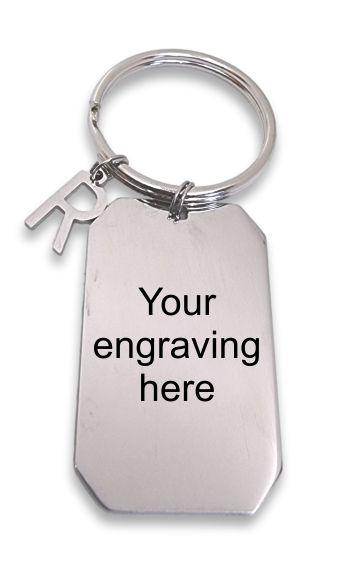 Custom Engraved Dog Tag Keyring and Letter Charm