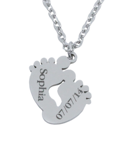 Custom Engraved Feet Pendant and Chain-Charmed Jewellery