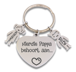 Custom Engraved Heart & Boy/Girl Charms Keyring