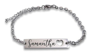Custom Engraved Name Heart Bracelet
