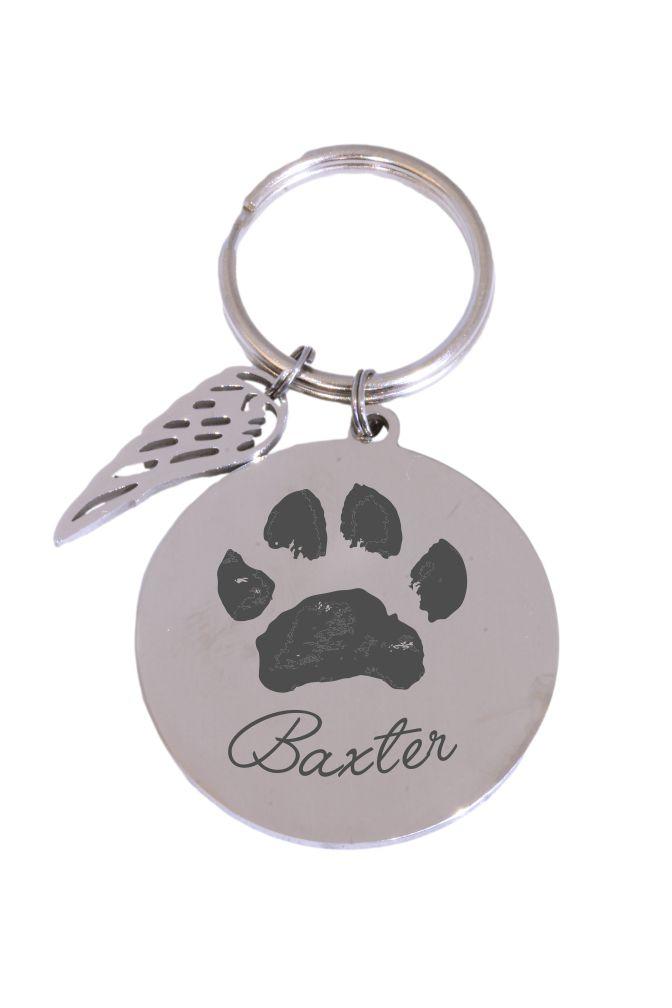 Custom Engraved Paw & Name Pendant or Keyring