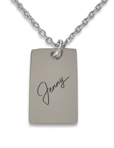 Custom Engraved Rectangle Pendant 1 with Chain