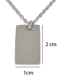 Custom Engraved Rectangle Pendant 3 with Chain