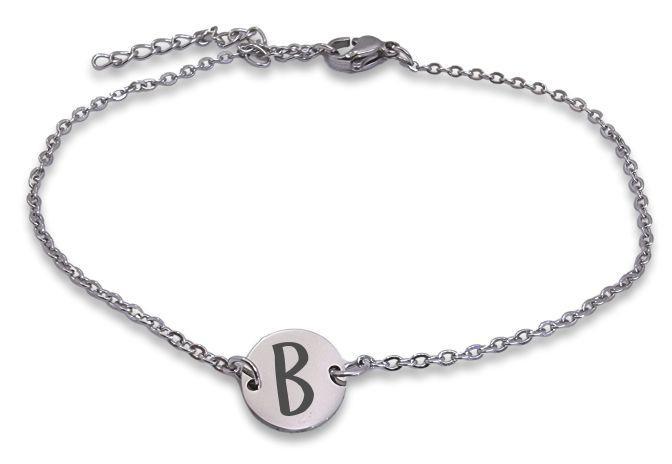 Custom Engraved Round Charm Bracelet