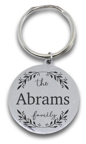 Custom Engraved Round Family Keyring