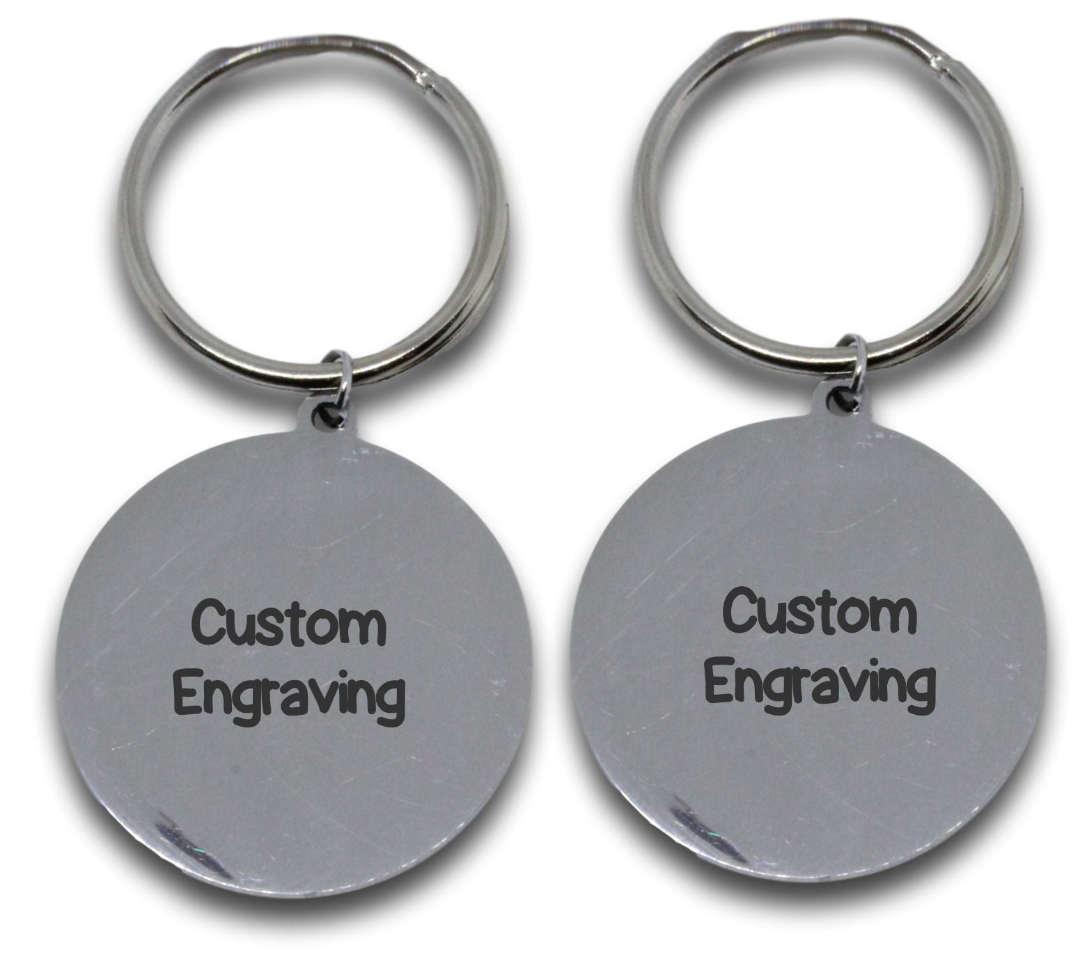 Key Rings Examples Engraved Custom Engraved Round Keyring (front & back) – Charmed Jewellery