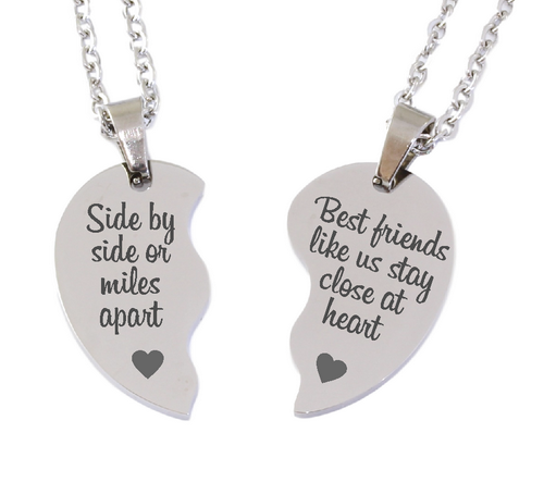 Custom Engraved Split Heart Pendants and Chains-Charmed Jewellery
