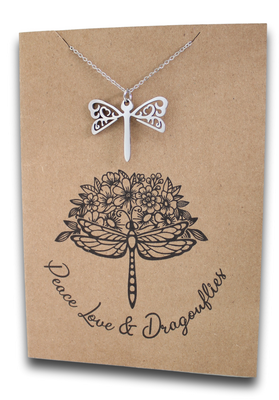 Dragonfly Pendant & Chain - Card 360