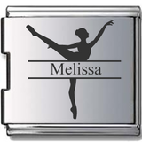 Engraved Ballerina Name Megalink Italian charm (Click to Personalize)-Charmed Jewellery