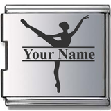 Engraved Ballerina Name Megalink Italian charm (Click to Personalize)-Charmed Jewellery