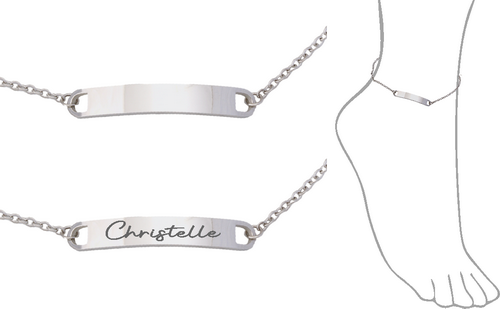 Engraved Bar Charm Ankle Bracelet-Charmed Jewellery