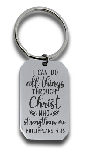 Engraved Dog Tag Keyring - I Can Do All Things