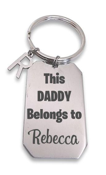 Engraved Dog Tag Keyring and Letter Charm
