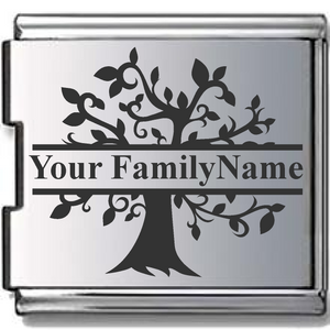 Engraved Family Tree Megalink Italian charm (Click to Personalize)-Charmed Jewellery