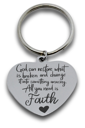 Engraved Heart Keyring - Faith