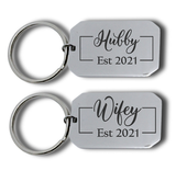 Engraved His and Hers Dog Tag Keyrings-Charmed Jewellery