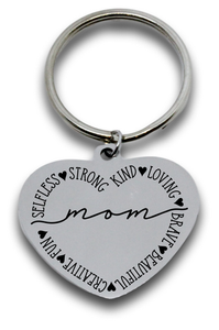Engraved Mom Heart Keyring