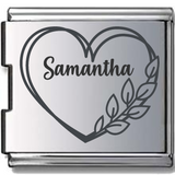 Engraved Name Shape Megalink Italian charm (Click to Personalize)-Charmed Jewellery